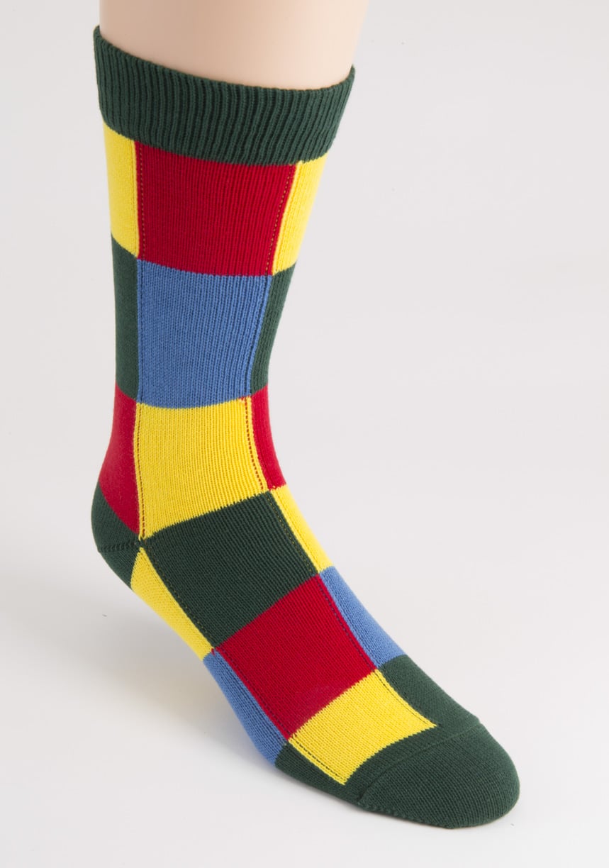 mens colourblock intarsia cotton socks