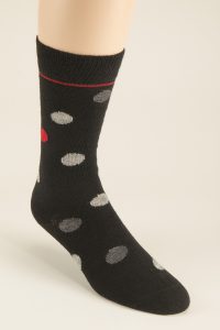 The Ashbourne polka dot merino wool socks in Black and Red