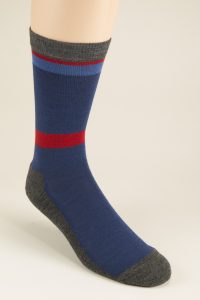 The Hartington Merino Wool Stripe Sock in Grey Red and Royal by Turner and Sons