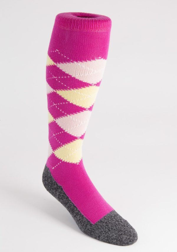 womens long argyle technical cotton socks