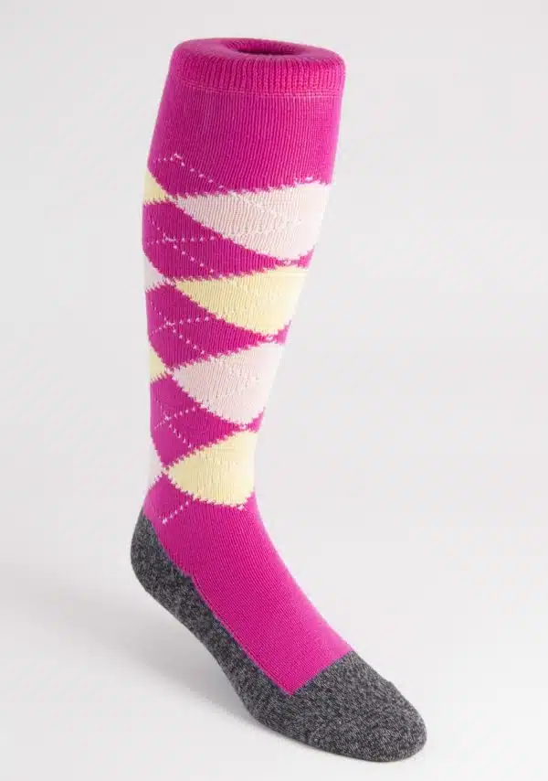 womens long argyle technical cotton socks