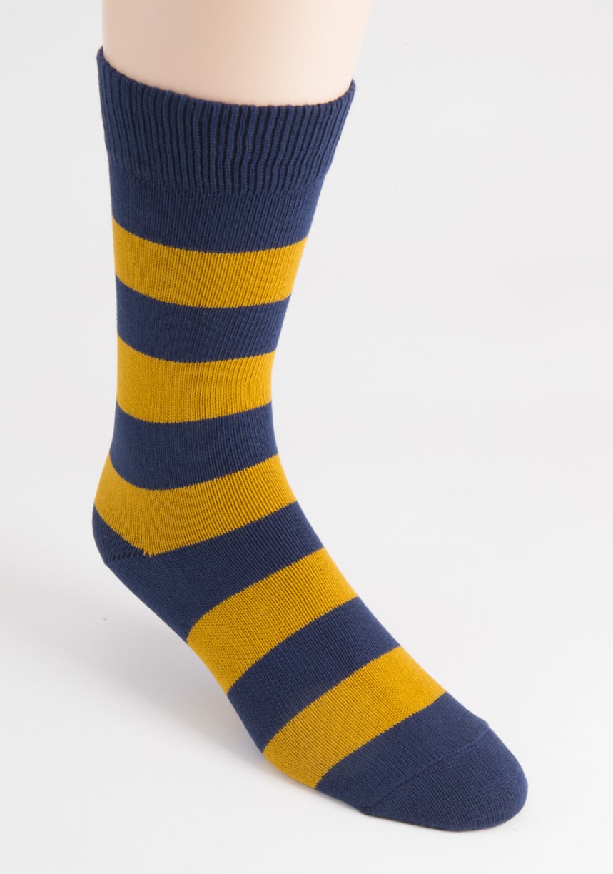 mens two cotton stripe navy socks