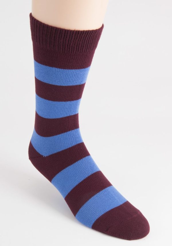 mens two cotton stripe burgundy socks