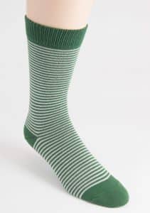 mens fine stripe cotton green socks