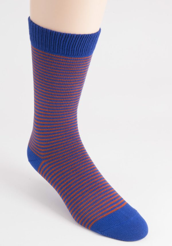 mens fine stripe cotton blue socks