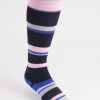 mens striped long cotton socks navy pink