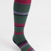 mens striped long cotton socks dark green