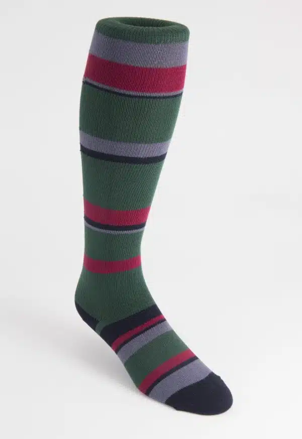mens striped long cotton socks dark green